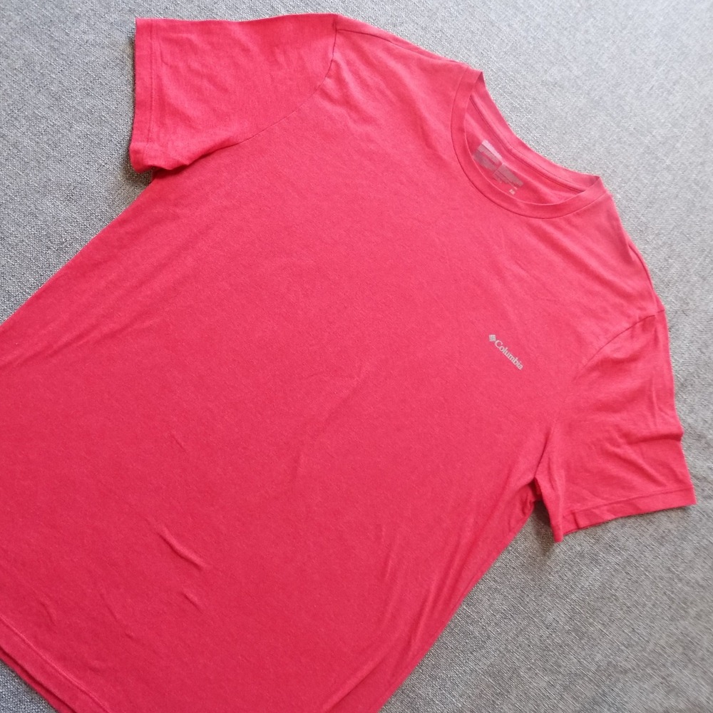 Columbia T-Shirt Mens XL Red Good Short Sleeve Cotton Blend Stretch Logo 1693